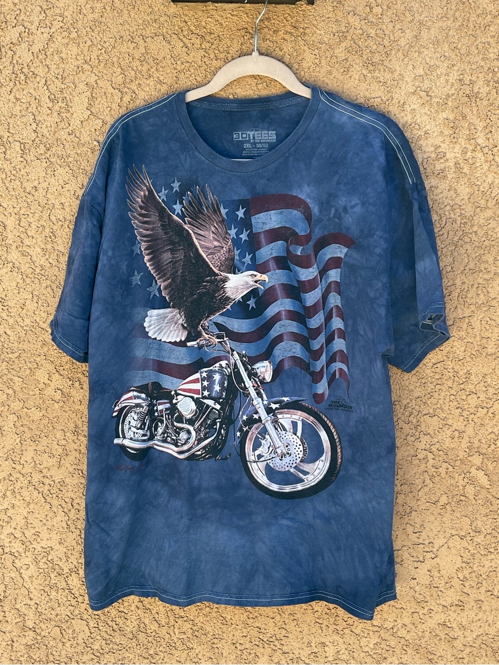 THE MOUNTAIN Mens XL Tie Dye T-Shirt 2015 America Motorcycle Flag Eagle USA